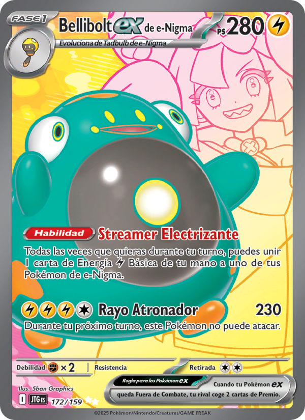 Bellibolt ex de e-Nigma 172 — Journey Together (Spanish Pokémon TCG card)