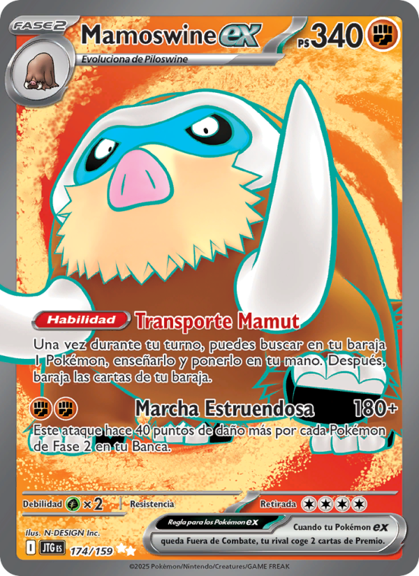 Mamoswine ex 174 — Journey Together (Spanish Pokémon TCG card)