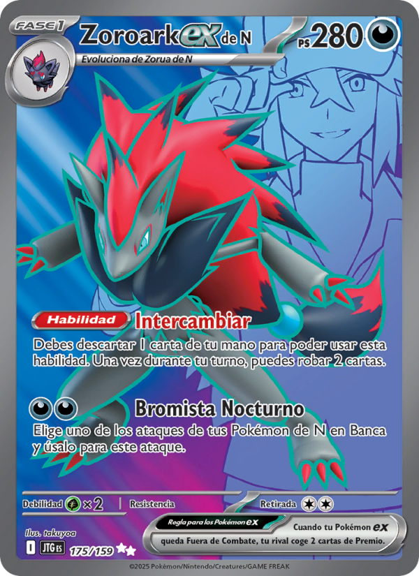 Zoroark ex de N 175 — Journey Together (Spanish Pokémon TCG card)