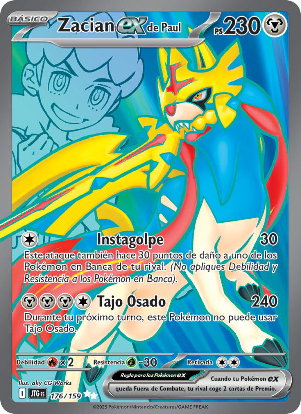 Zacian ex de Paul 176 — Journey Together (Spanish Pokémon TCG card)
