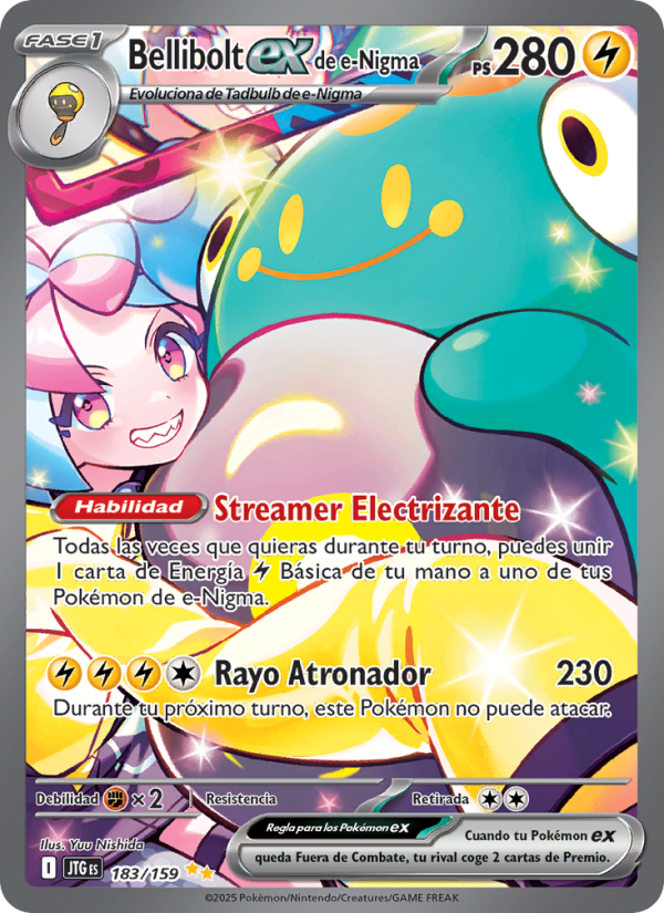 Bellibolt ex de e-Nigma 183 — Journey Together (Spanish Pokémon TCG card)