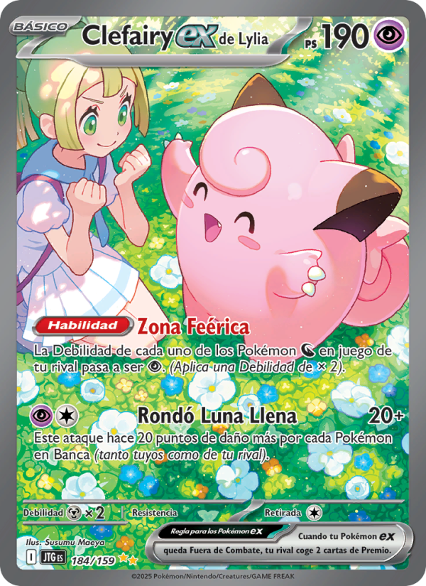 Clefairy ex de Lylia 184 — Journey Together (Spanish Pokémon TCG card)