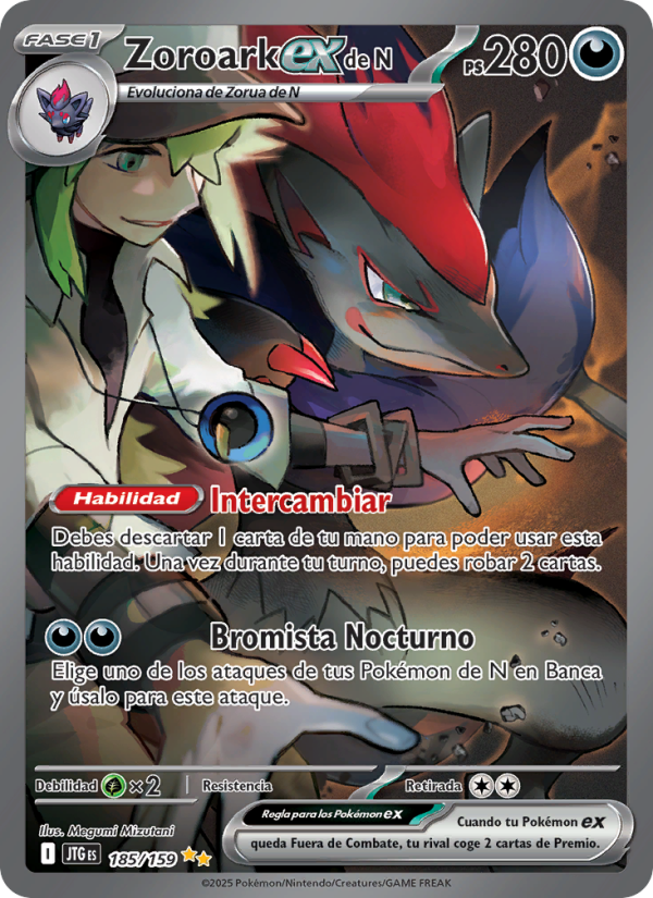 Zoroark ex de N 185 — Journey Together (Spanish Pokémon TCG card)