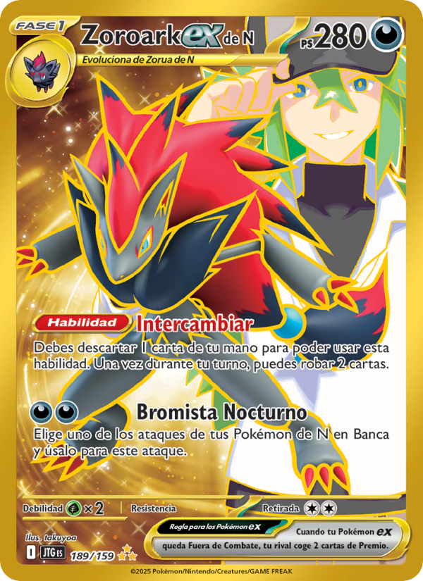 Zoroark ex de N 189 — Journey Together (Spanish Pokémon TCG card)
