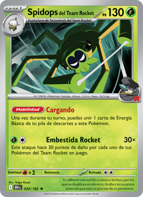 Spidops del Team Rocket 020 — Destined Rivals (Spanish Pokémon TCG card)