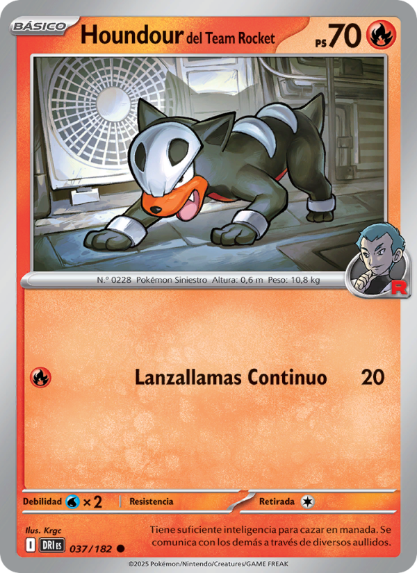 Houndour del Team Rocket 037 — Destined Rivals (Spanish Pokémon TCG card)