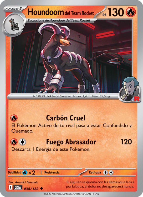 Houndoom del Team Rocket 038 — Destined Rivals (Spanish Pokémon TCG card)