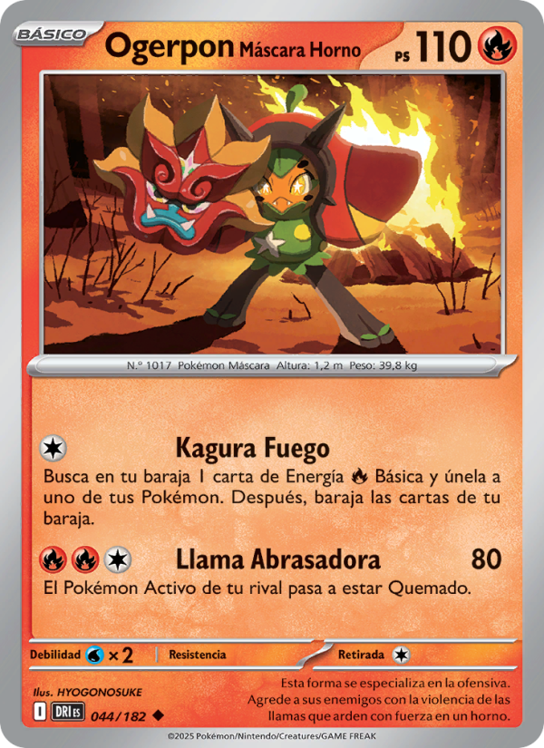 Ogerpon Máscara Horno 044 — Destined Rivals (Spanish Pokémon TCG card)