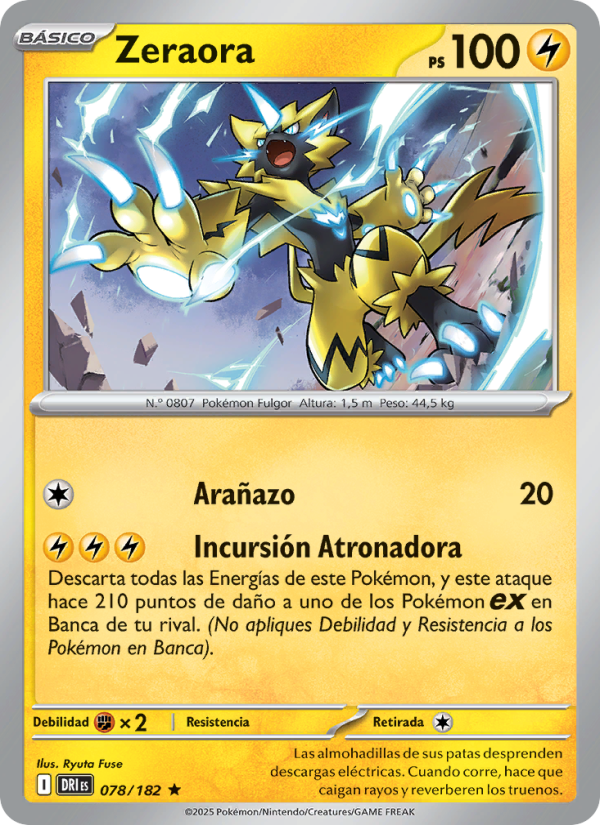 Zeraora 078 — Destined Rivals (Spanish Pokémon TCG card)