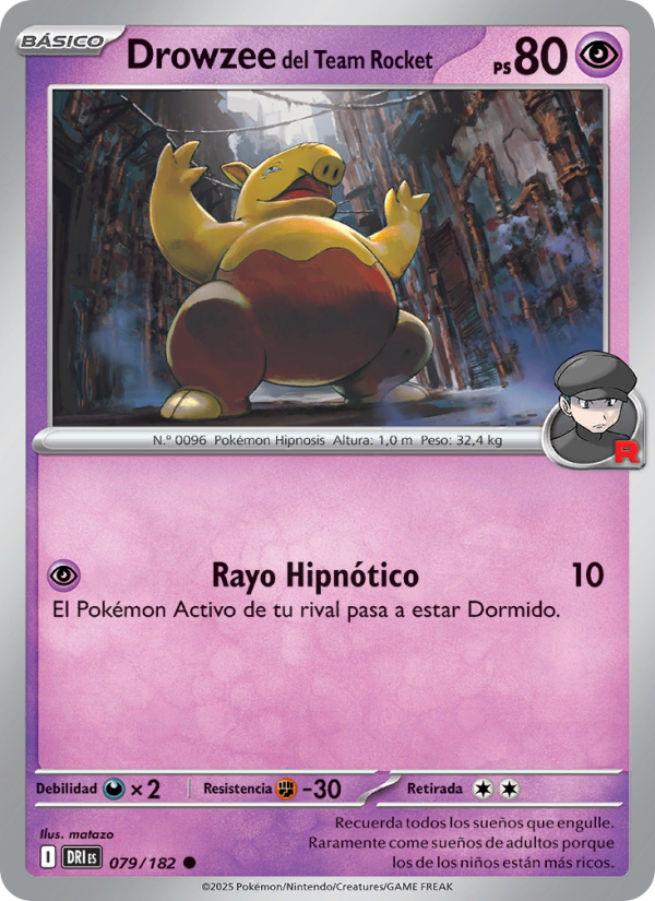 Drowzee del Team Rocket 079 — Destined Rivals (Spanish Pokémon TCG card)