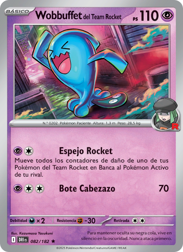 Wobbuffet del Team Rocket 082 — Destined Rivals (Spanish Pokémon TCG card)