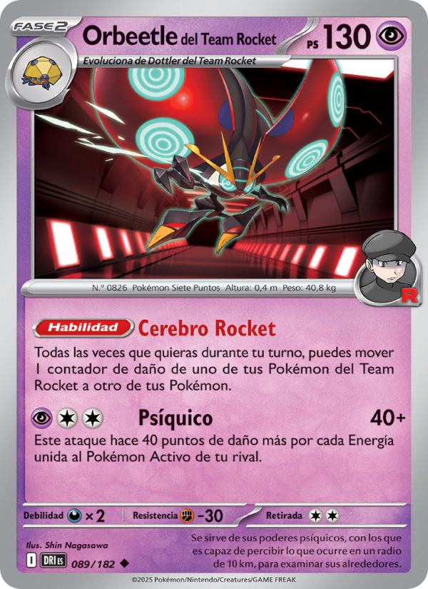 Orbeetle del Team Rocket 089 — Destined Rivals (Spanish Pokémon TCG card)