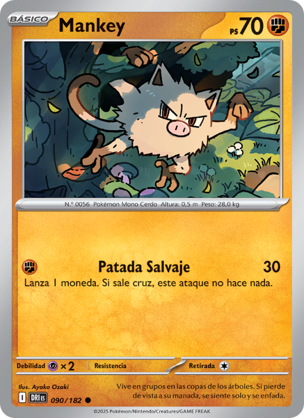 Mankey 090 — Destined Rivals (Spanish Pokémon TCG card)