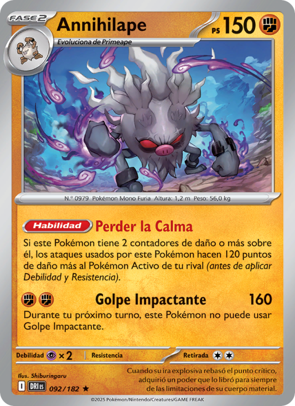 Annihilape 092 — Destined Rivals (Spanish Pokémon TCG card)