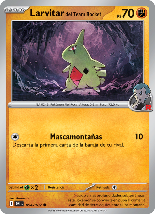 Larvitar del Team Rocket 094 — Destined Rivals (Spanish Pokémon TCG card)