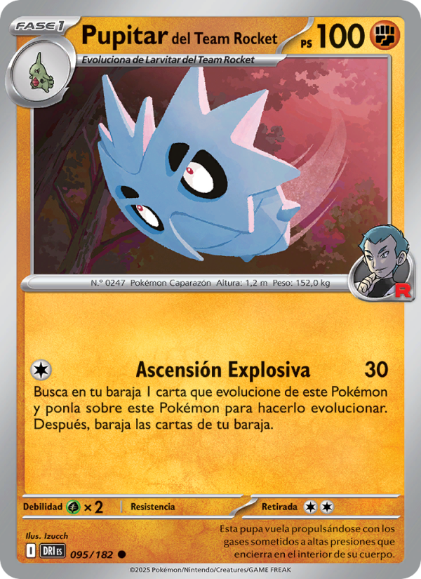 Pupitar del Team Rocket 095 — Destined Rivals (Spanish Pokémon TCG card)