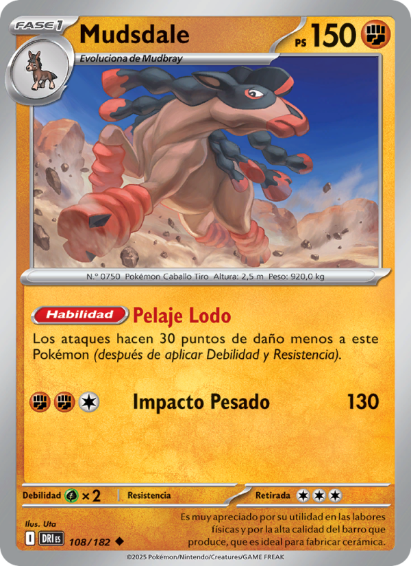 Mudsdale 108 — Destined Rivals (Spanish Pokémon TCG card)