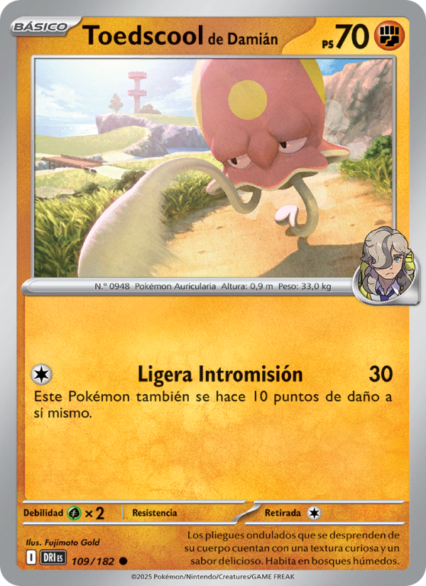Toedscool de Damián 109 — Destined Rivals (Spanish Pokémon TCG card)