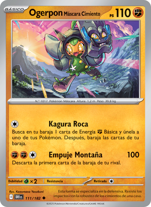 Ogerpon Máscara Cimiento 111 — Destined Rivals (Spanish Pokémon TCG card)