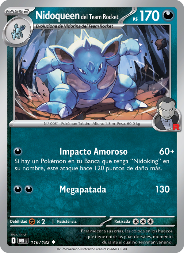 Nidoqueen del Team Rocket 116 — Destined Rivals (Spanish Pokémon TCG card)