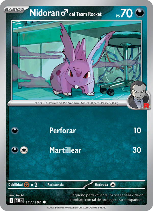 Nidoran♂ del Team Rocket 117 — Destined Rivals (Spanish Pokémon TCG card)