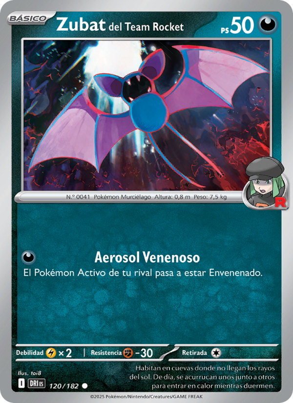 Zubat del Team Rocket 120 — Destined Rivals (Spanish Pokémon TCG card)