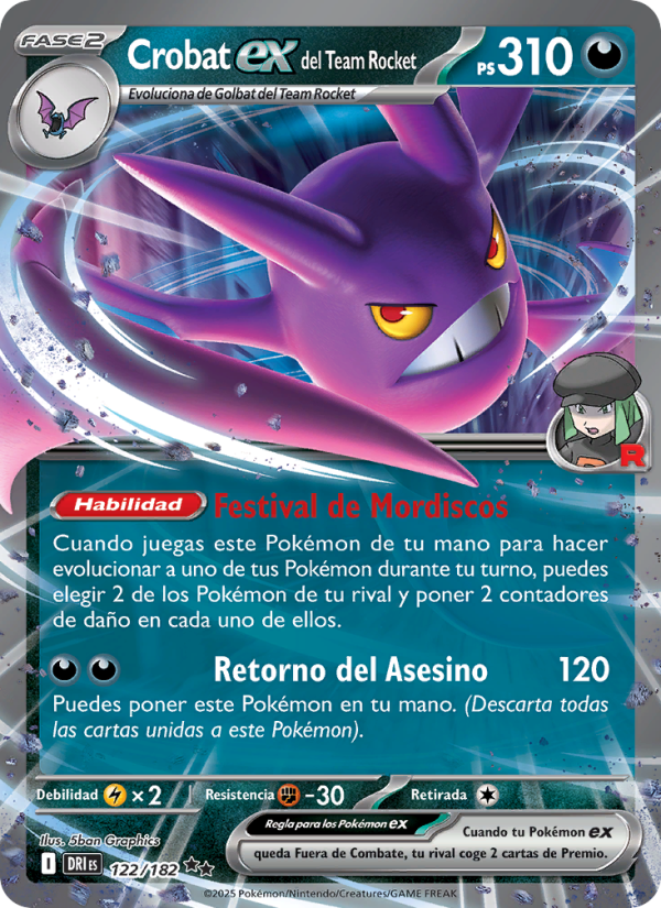 Crobat ex del Team Rocket 122 — Destined Rivals (Spanish Pokémon TCG card)