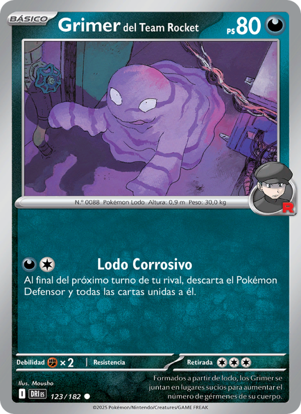 Grimer del Team Rocket 123 — Destined Rivals (Spanish Pokémon TCG card)