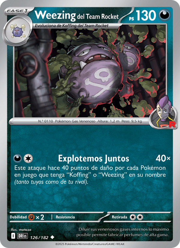 Weezing del Team Rocket 126 — Destined Rivals (Spanish Pokémon TCG card)