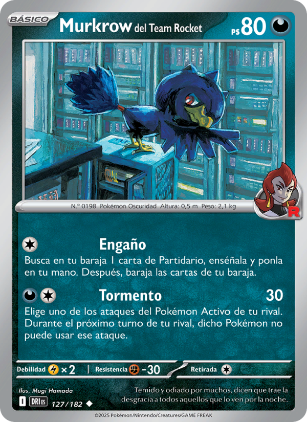 Murkrow del Team Rocket 127 — Destined Rivals (Spanish Pokémon TCG card)