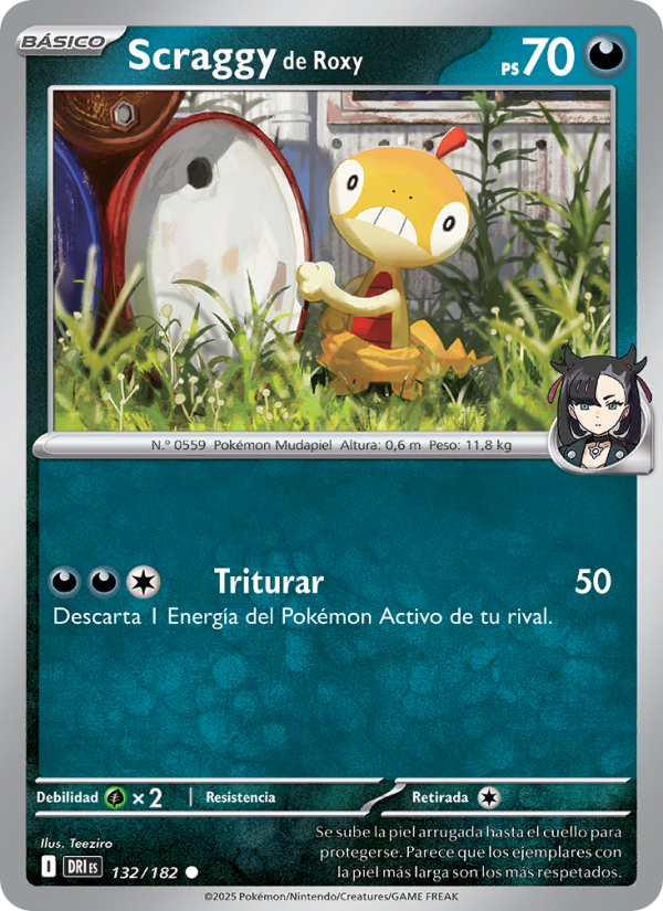 Scraggy de Roxy 132 — Destined Rivals (Spanish Pokémon TCG card)