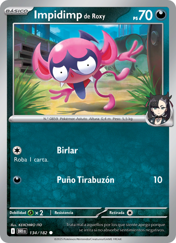 Impidimp de Roxy 134 — Destined Rivals (Spanish Pokémon TCG card)