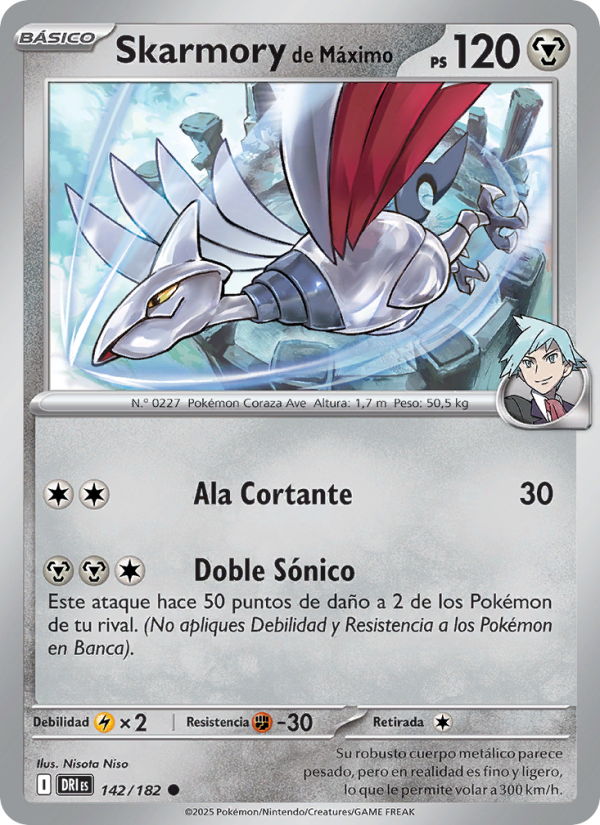 Skarmory de Máximo 142 — Destined Rivals (Spanish Pokémon TCG card)