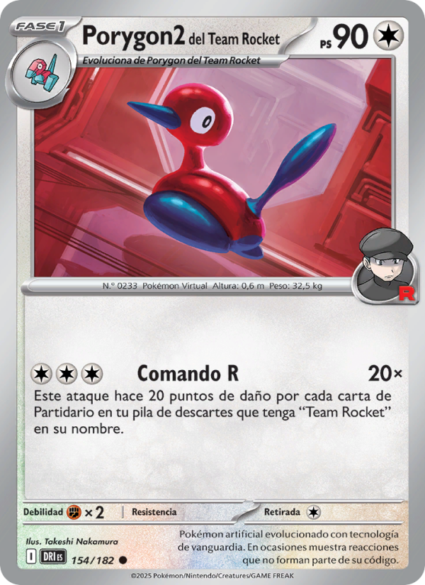Porygon2 del Team Rocket 154 — Destined Rivals (Spanish Pokémon TCG card)