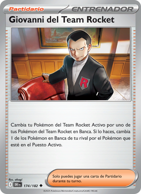 Giovanni del Team Rocket 174 — Destined Rivals (Spanish Pokémon TCG card)
