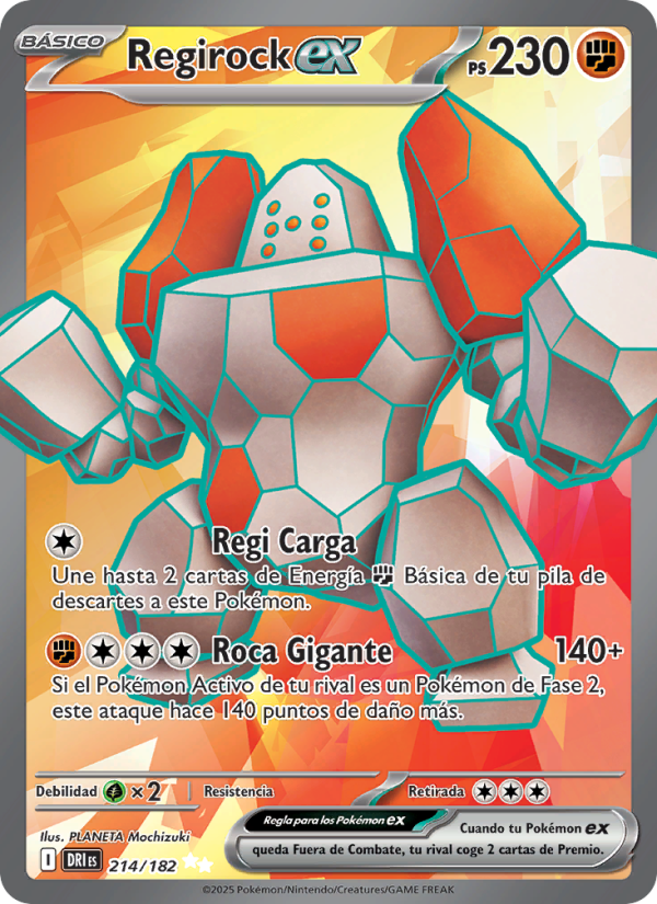 Regirock ex 214 — Destined Rivals (Spanish Pokémon TCG card)