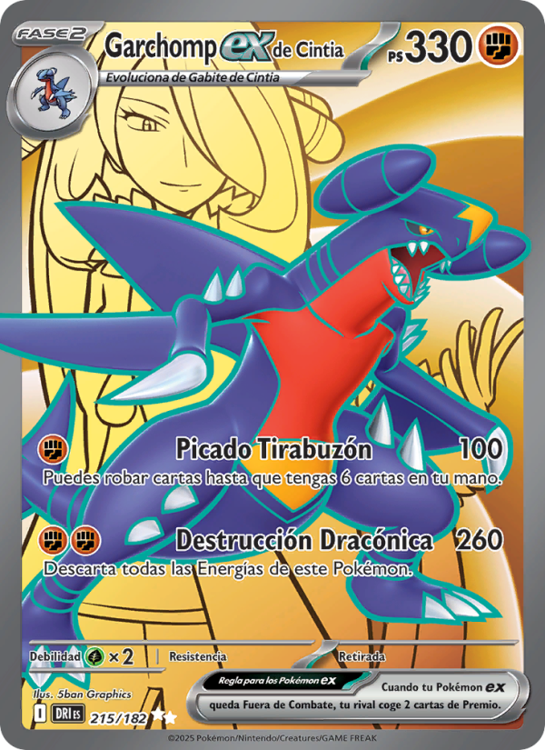 Garchomp ex de Cintia 215 — Destined Rivals (Spanish Pokémon TCG card)