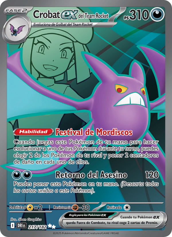Crobat ex del Team Rocket 217 — Destined Rivals (Spanish Pokémon TCG card)