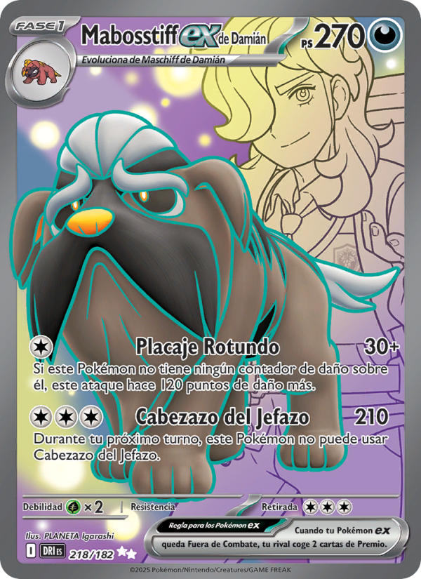 Mabosstiff ex de Damián 218 — Destined Rivals (Spanish Pokémon TCG card)