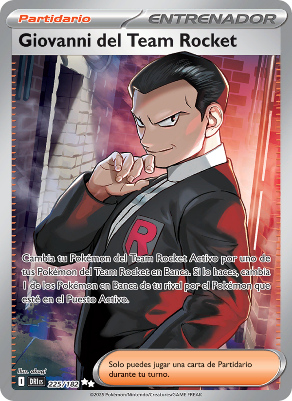 Giovanni del Team Rocket 225 — Destined Rivals (Spanish Pokémon TCG card)