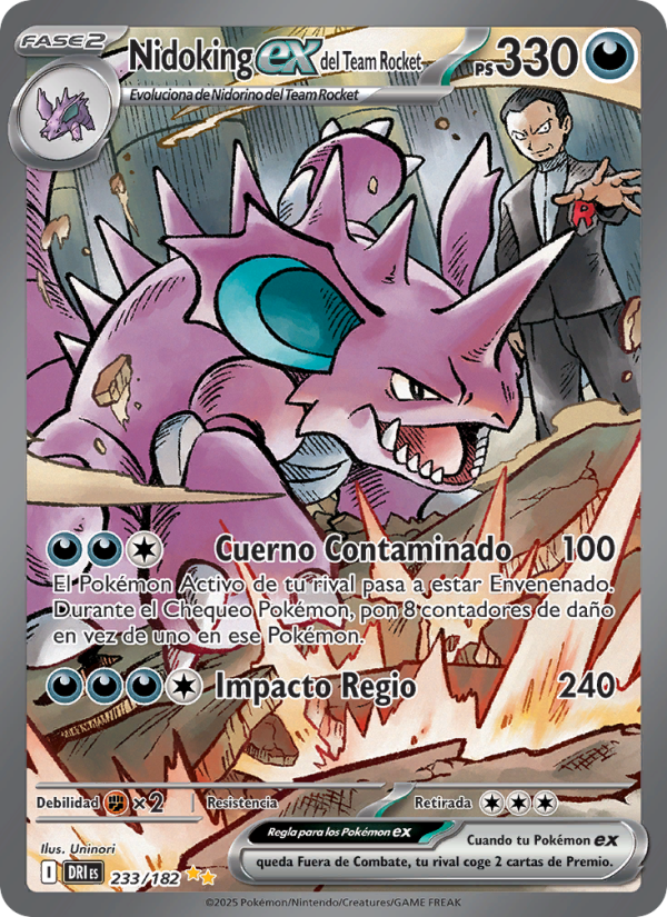 Nidoking ex del Team Rocket 233 — Destined Rivals (Spanish Pokémon TCG card)