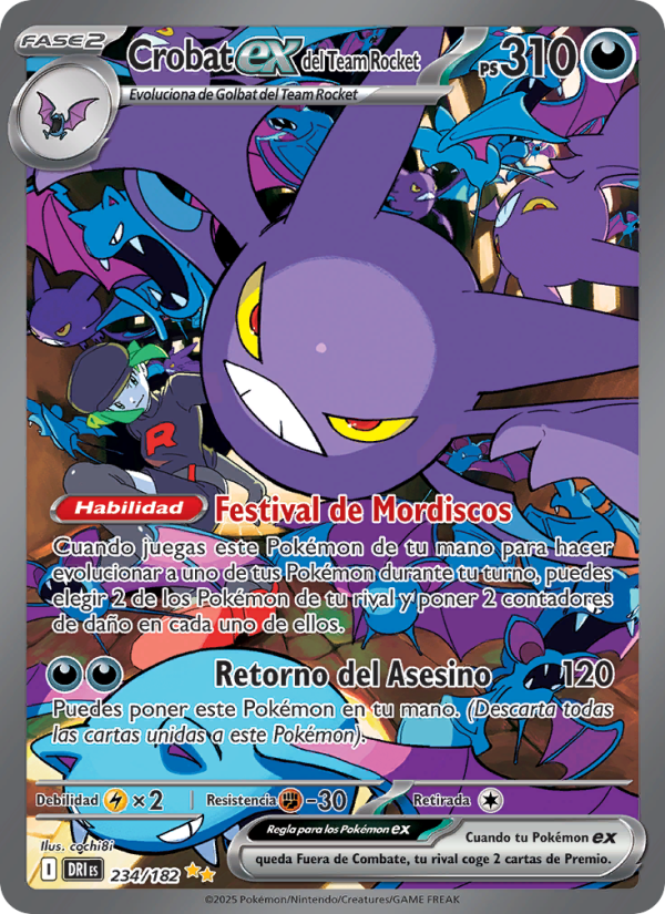 Crobat ex del Team Rocket 234 — Destined Rivals (Spanish Pokémon TCG card)