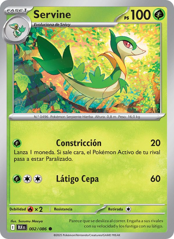 Servine 002 — Schwarze Blitze (Spanish Pokémon TCG card)