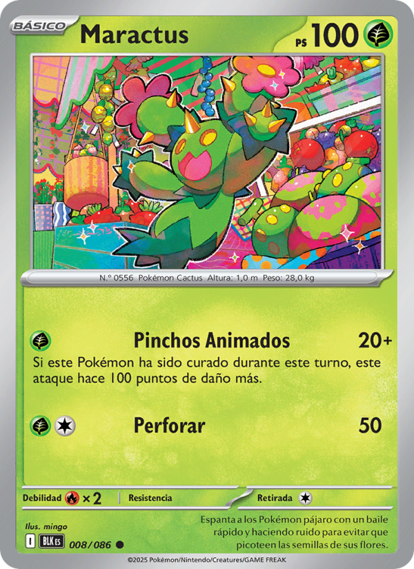 Maractus 008 — Schwarze Blitze (Spanish Pokémon TCG card)