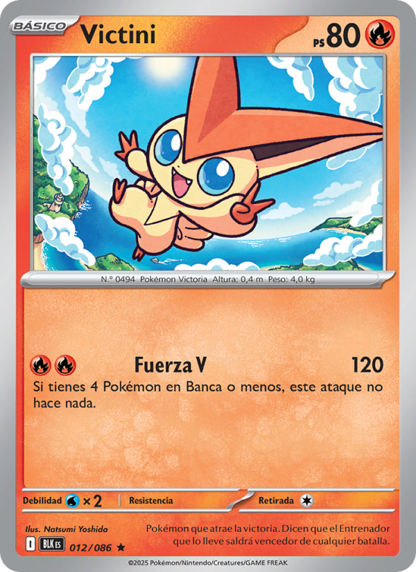 Victini 012 — Schwarze Blitze (Spanish Pokémon TCG card)