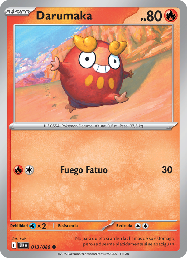 Darumaka 013 — Schwarze Blitze (Spanish Pokémon TCG card)