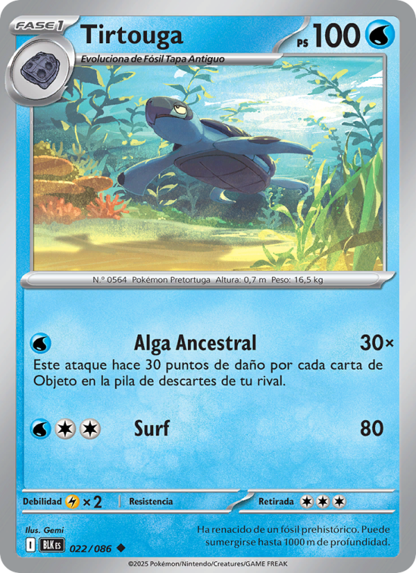 Tirtouga 022 — Schwarze Blitze (Spanish Pokémon TCG card)