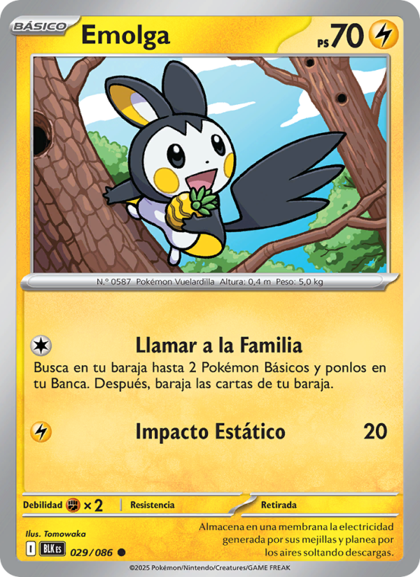 Emolga 029 — Schwarze Blitze (Spanish Pokémon TCG card)