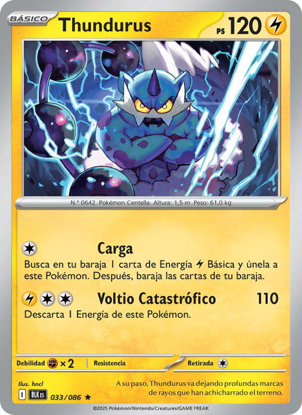 Thundurus 033 — Schwarze Blitze (Spanish Pokémon TCG card)