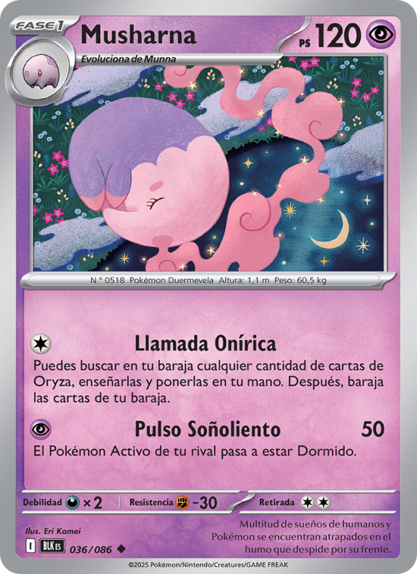 Musharna 036 — Schwarze Blitze (Spanish Pokémon TCG card)